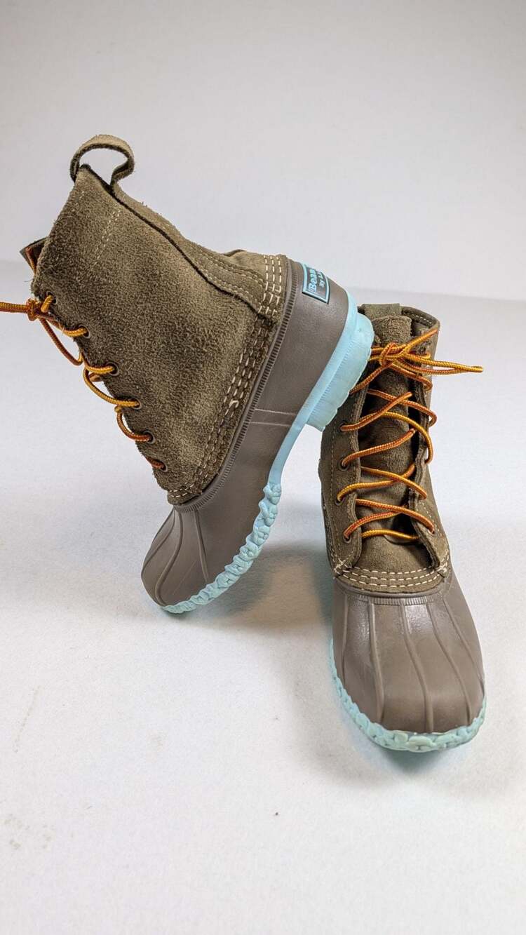L.L. Bean Duck Boots Size 7 Brown Suede Aqua Splash Limited Edition
